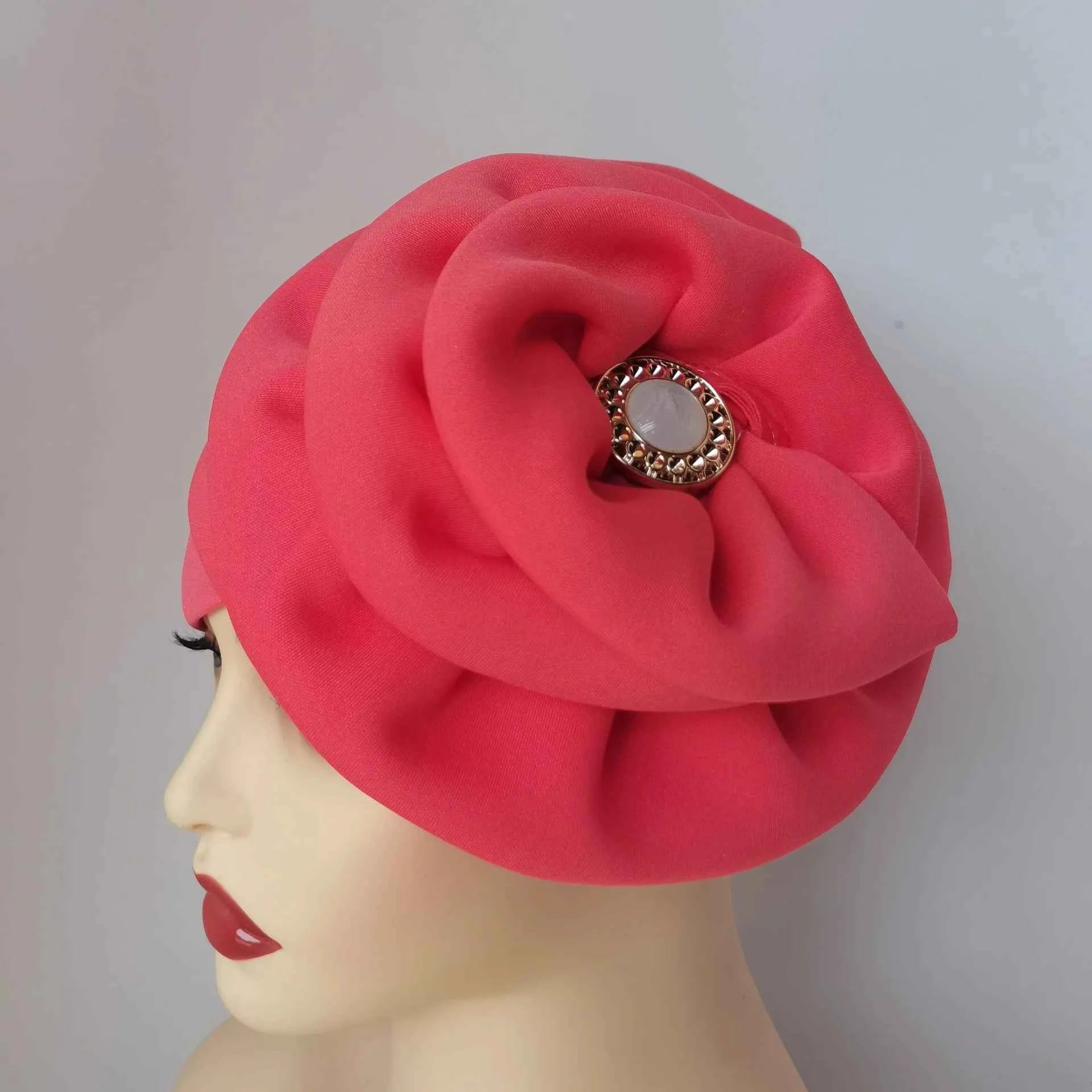 Winter Big Flower Turban For Women Muslim Hijab Caps Islamic African Headties Pleated Hijab Head Wraps Turban Bandana Head Cover