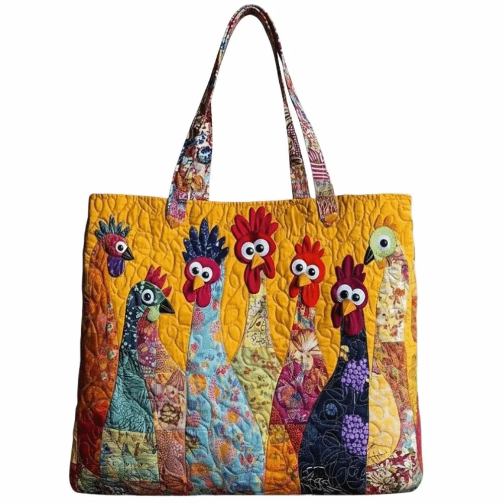 Vintage Quilted Tote Bag Lightweight 3D Printed Patterns Shoulder Bag Large Capacity Cotton Travel Handbag Women Accessory