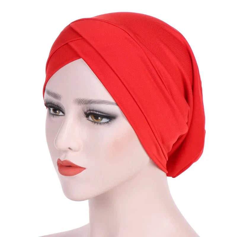 1PC New Women Elastic Turban Hat Muslim Hijab Islamic Beads Cancer Chemo Cap Ladies Hijab Stretch Head Wrap Head Scarf Hair Loss - NamafadStore