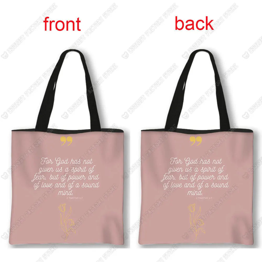 Christian Bible Verse Print Handbag God He Will Sustain You Lady Shopping Fashion Shoulder Bag Girl Travel Tote Bag Gift