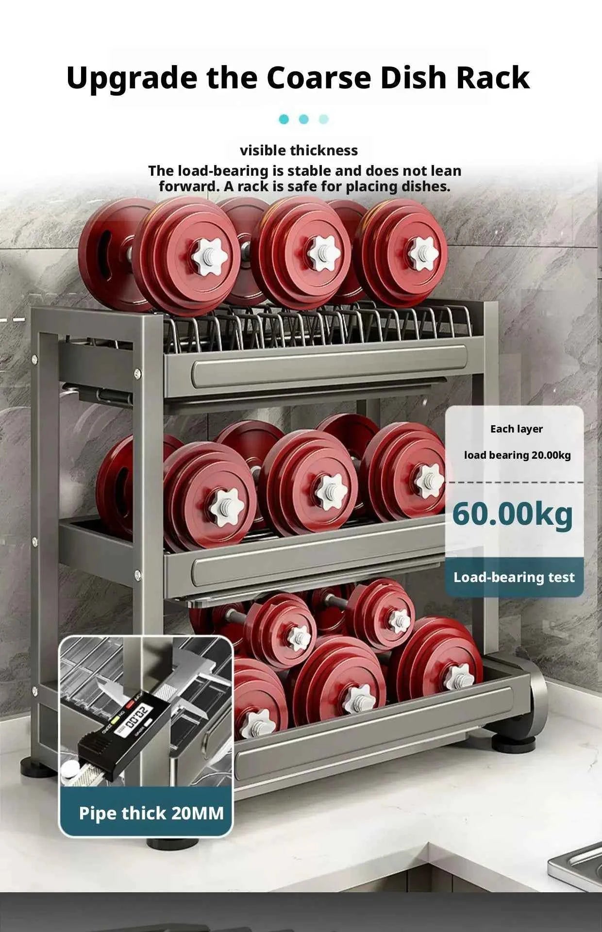 Kitchen Dish Bowl Drainer Storage Rack Countertop Dinnerware Organizer Drain Basket Household Dish Drying Rack Stand Shelf