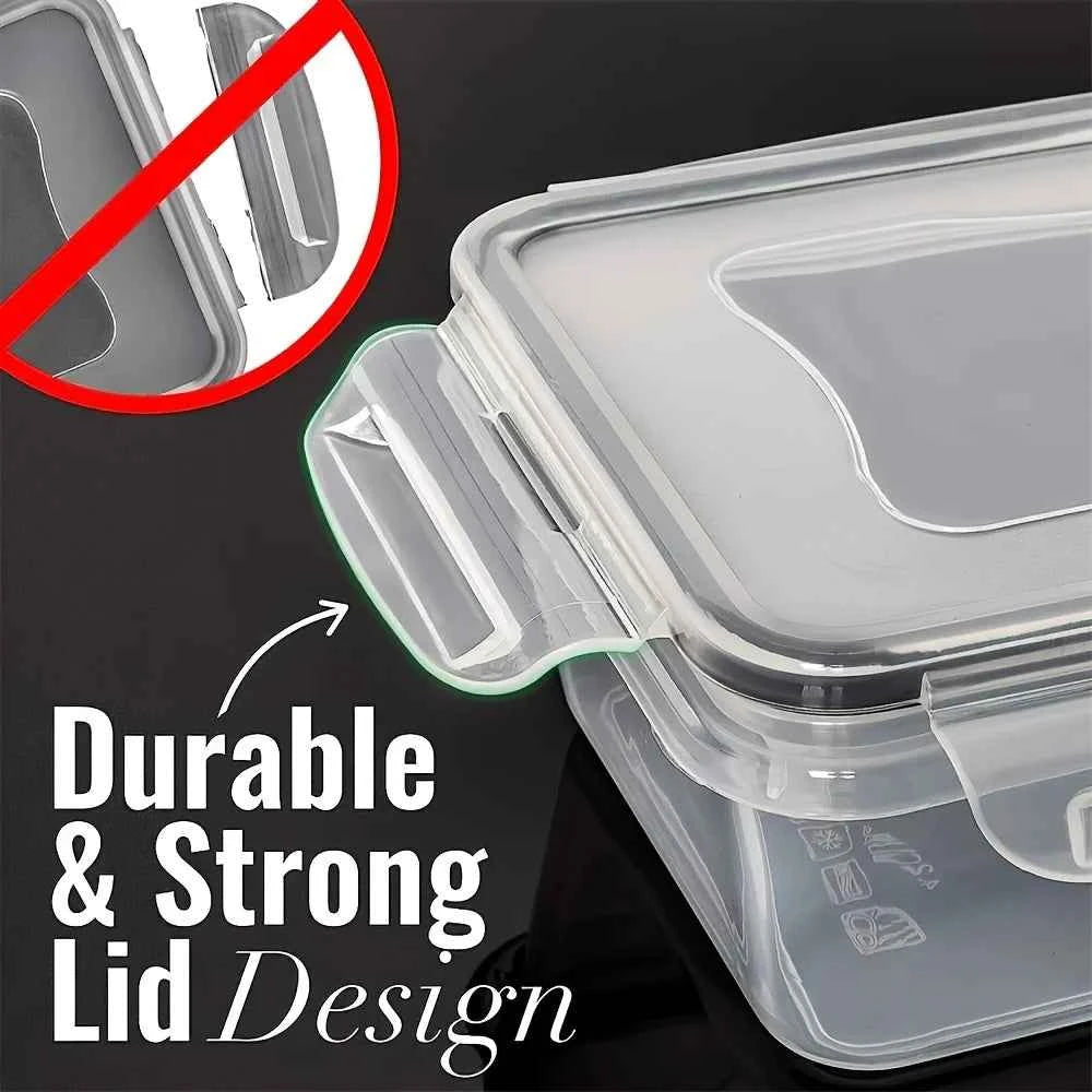 Clear Kitchen Food Storage Container Set - Microwave Safe, Multifunctional Plastic Lunch Box with Lid + 24 Chalkboard Labels