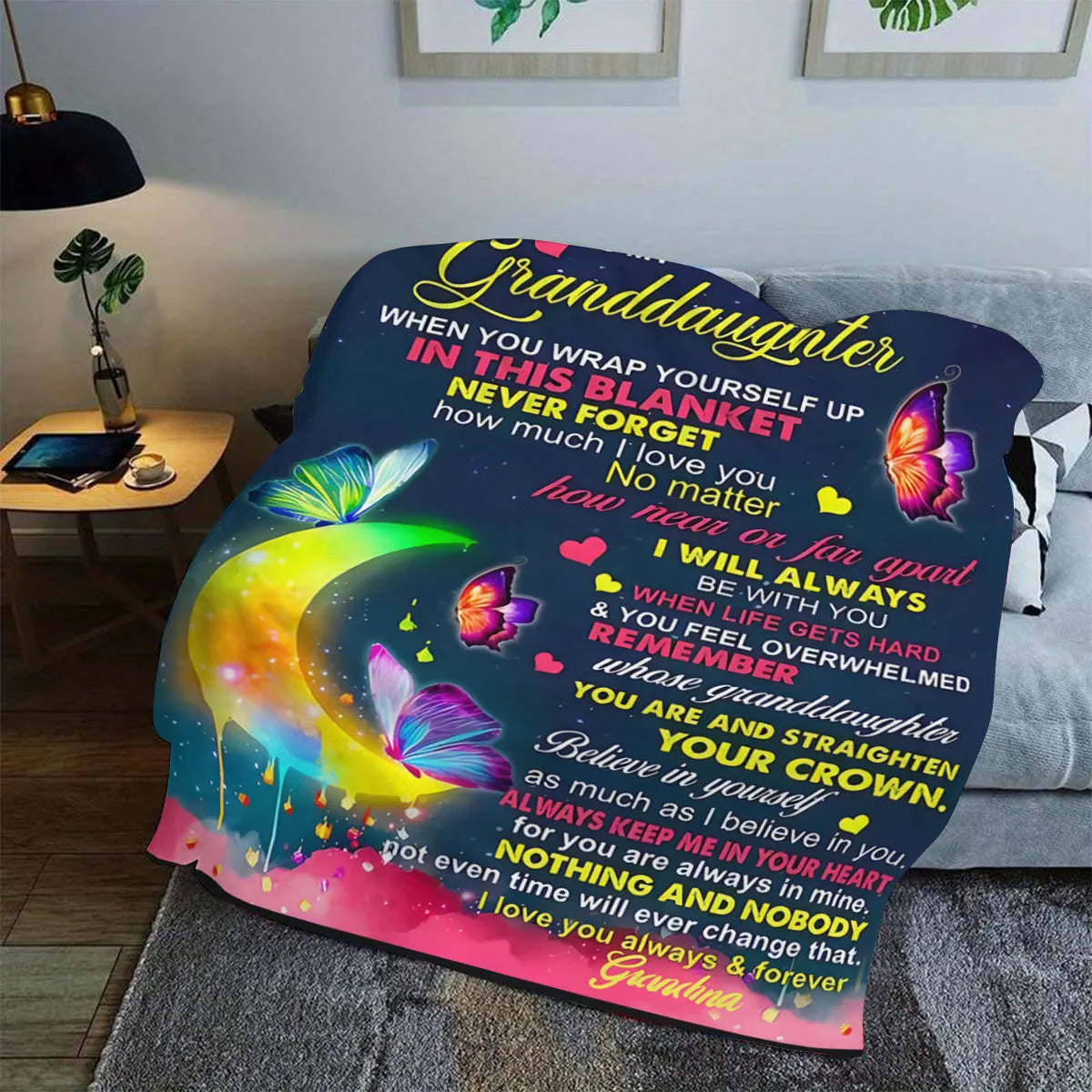Personalized Family Flannel Blanket – Custom Message Gift for Mom & Grandma