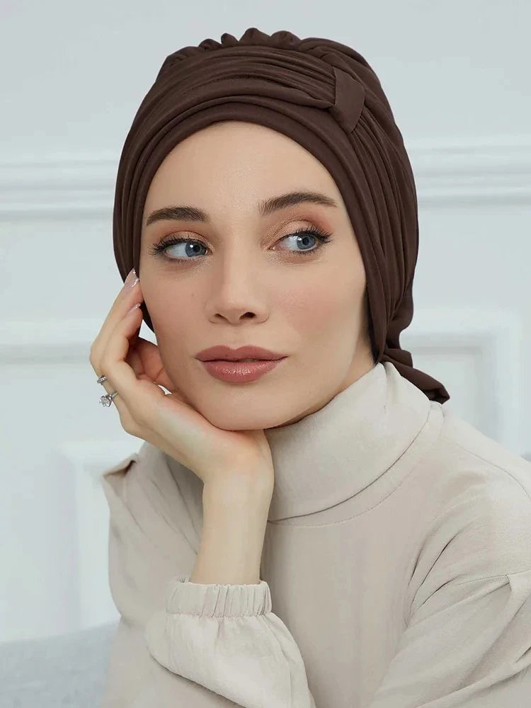 Muslim Solid Instant Turban Hat Hijab Women Caps Islamic Bandana Bonnet Fashion - NamafadStore