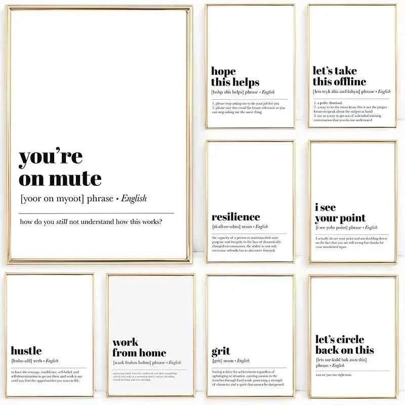 Funny Office Definition Poster Canvas Painting Motivational Words Canvas Painting Wall Art Picture Living Room Home Decor Mural