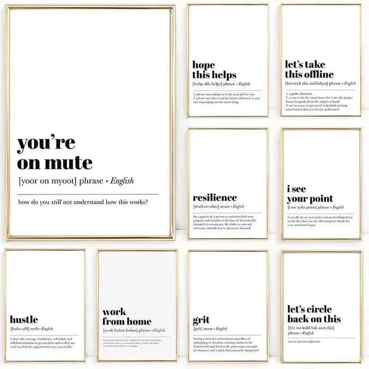 Funny Office Definition Poster Canvas Painting Motivational Words Canvas Painting Wall Art Picture Living Room Home Decor Mural