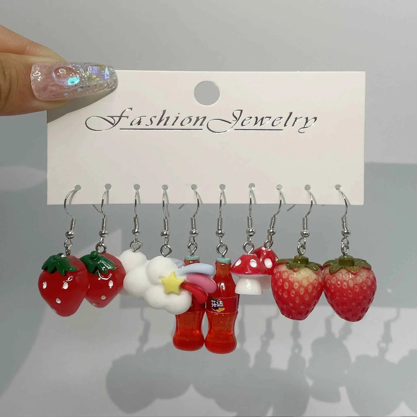 Fashion Sweet Fruit Drink Earrings Set for Women Cute Cartoon Food Ice Cream Donut Funny Resin Earrings Party Jewelry Gift New