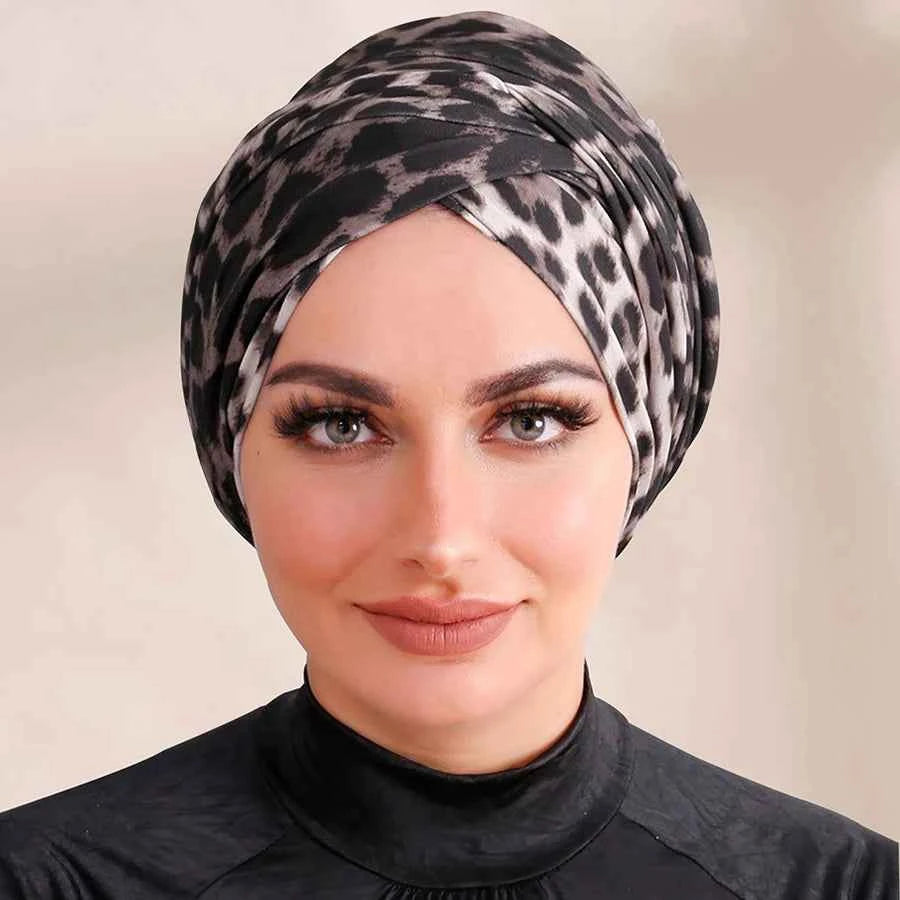 Colorful Muslim Inner Hijabs Women Islamic Muslim Hijab Instant Turban Cap For Ladies Stripe Leopard Print