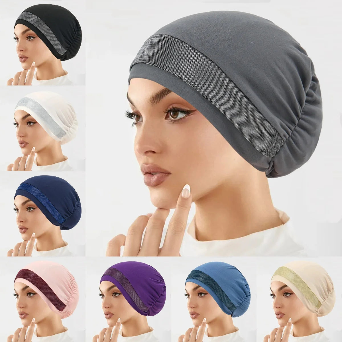 2025 New Muslim Hijab Women Scarf Hair Accessories Soft Elastic Cloth Hat Head Cover Wide Night Sleep Bonnet Hijabs for Girl
