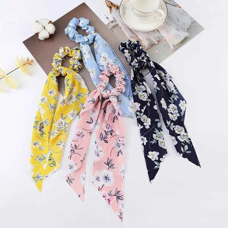 Fashion Dots Scrunchies Long Hair Rope Korean Hair Ties for Women Ponytail Scarf Sweet Elastic Hair Band Hair Accessories