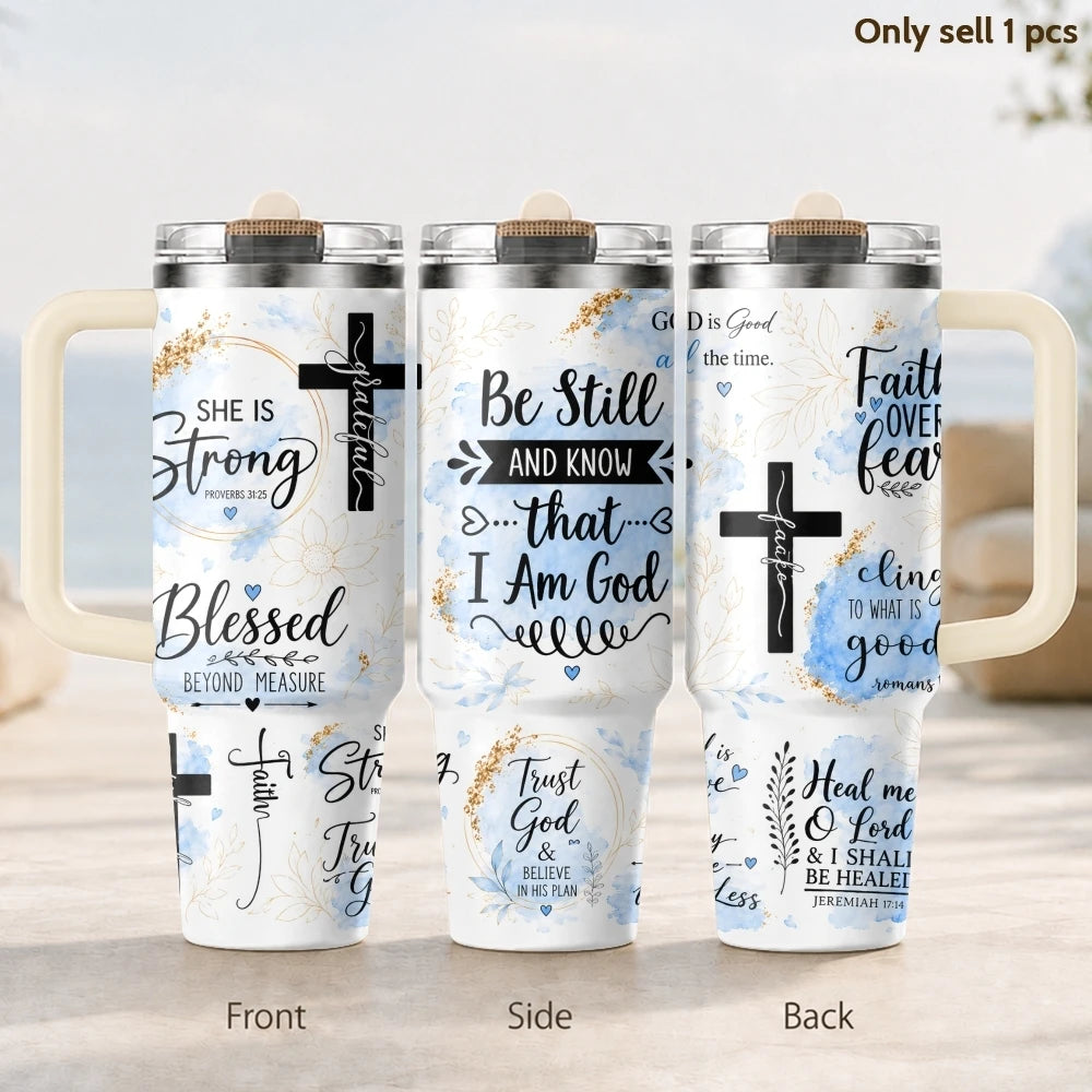 40oz Faith Affirmations Tumbler – Christian Insulated Stainless Steel Travel Mug