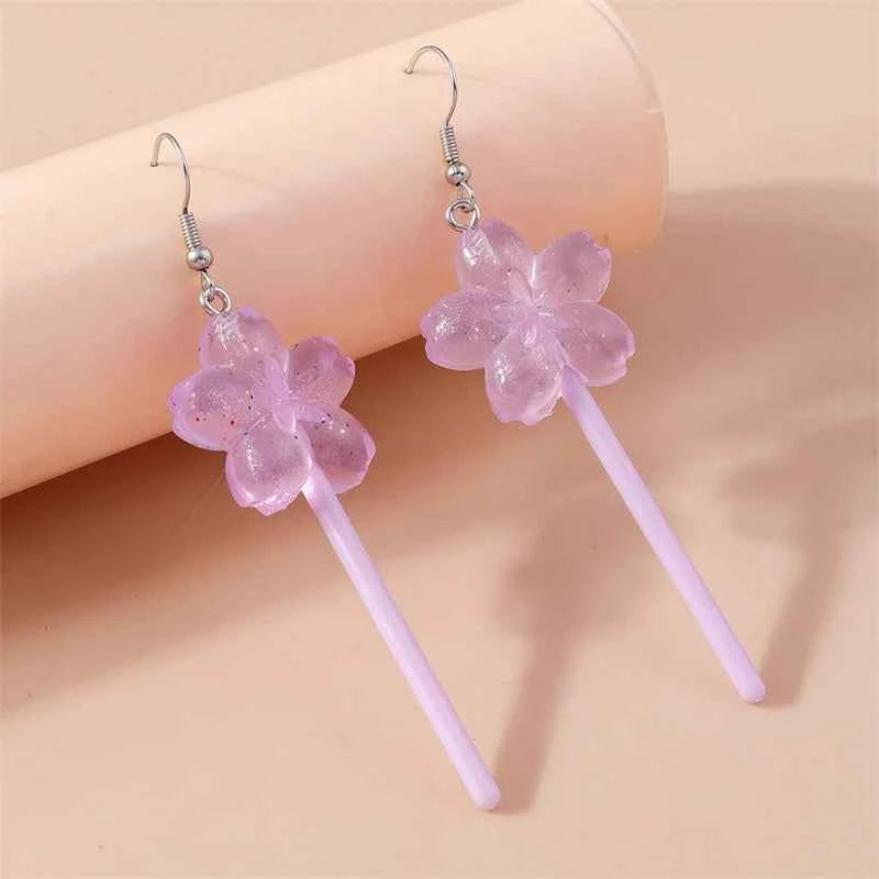 Sweet Candy Color Lollipop Drop Earrings for Women Funny Simulation Food Flower Dinosaur Dangle Hook Earrings Girls Jewelry Gift