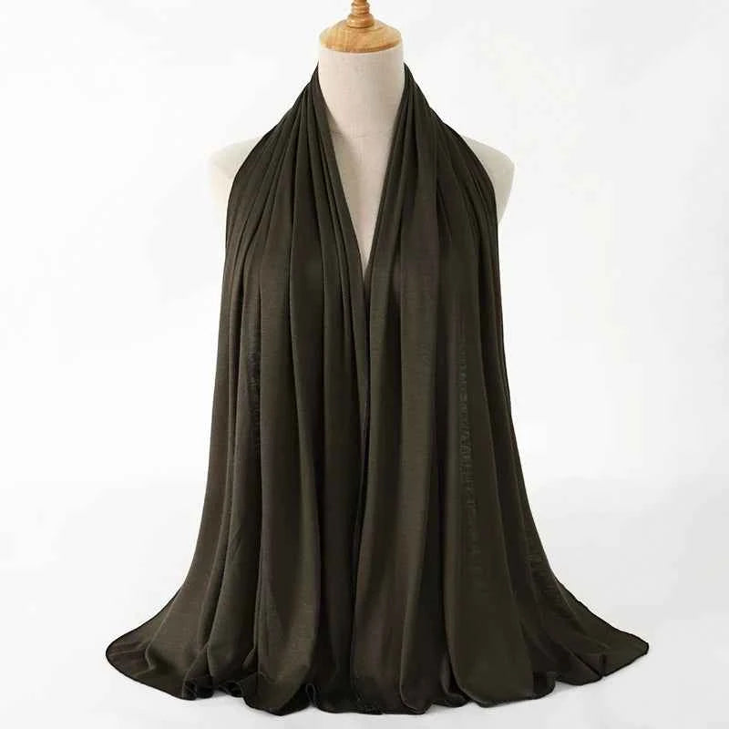 New Jersey Womens Muslim Ramadan Fashion Modal Cotton Jersey Hijab Womens High Quality Solid Color Soft Hijab Long African Scarf