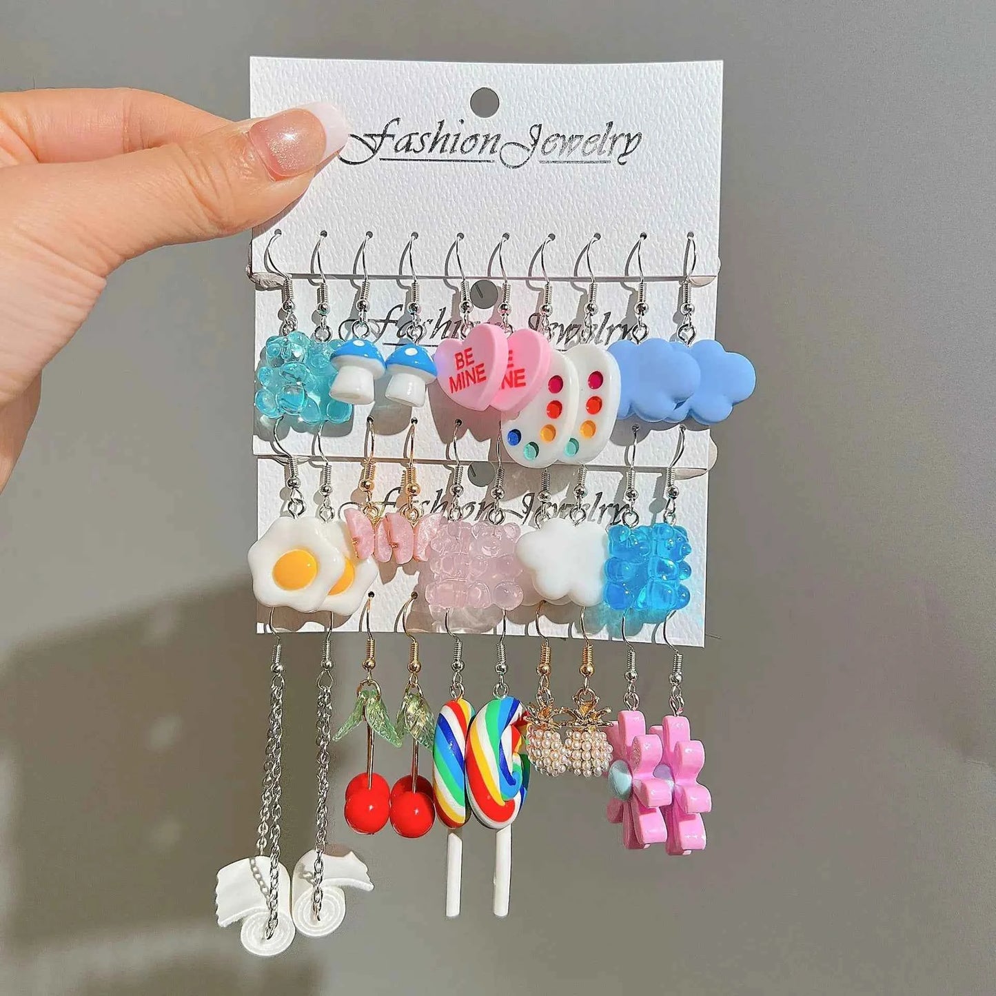 Candy Color Acrylic Earrings Set for Women Dopamine Bohemian Animal Cloud Fruit Drop Earrings for Girls Party Y2K Jewelry