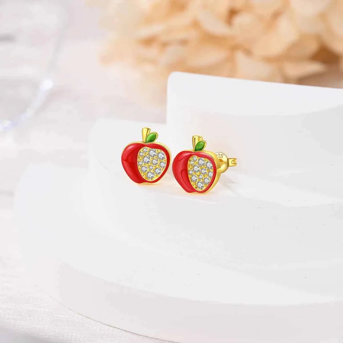 romantic 925 Sterling Silver Strawberry Rose Cherry Apple Wine Glass Red Earrings Colorful And Exquisite Niche Gifts