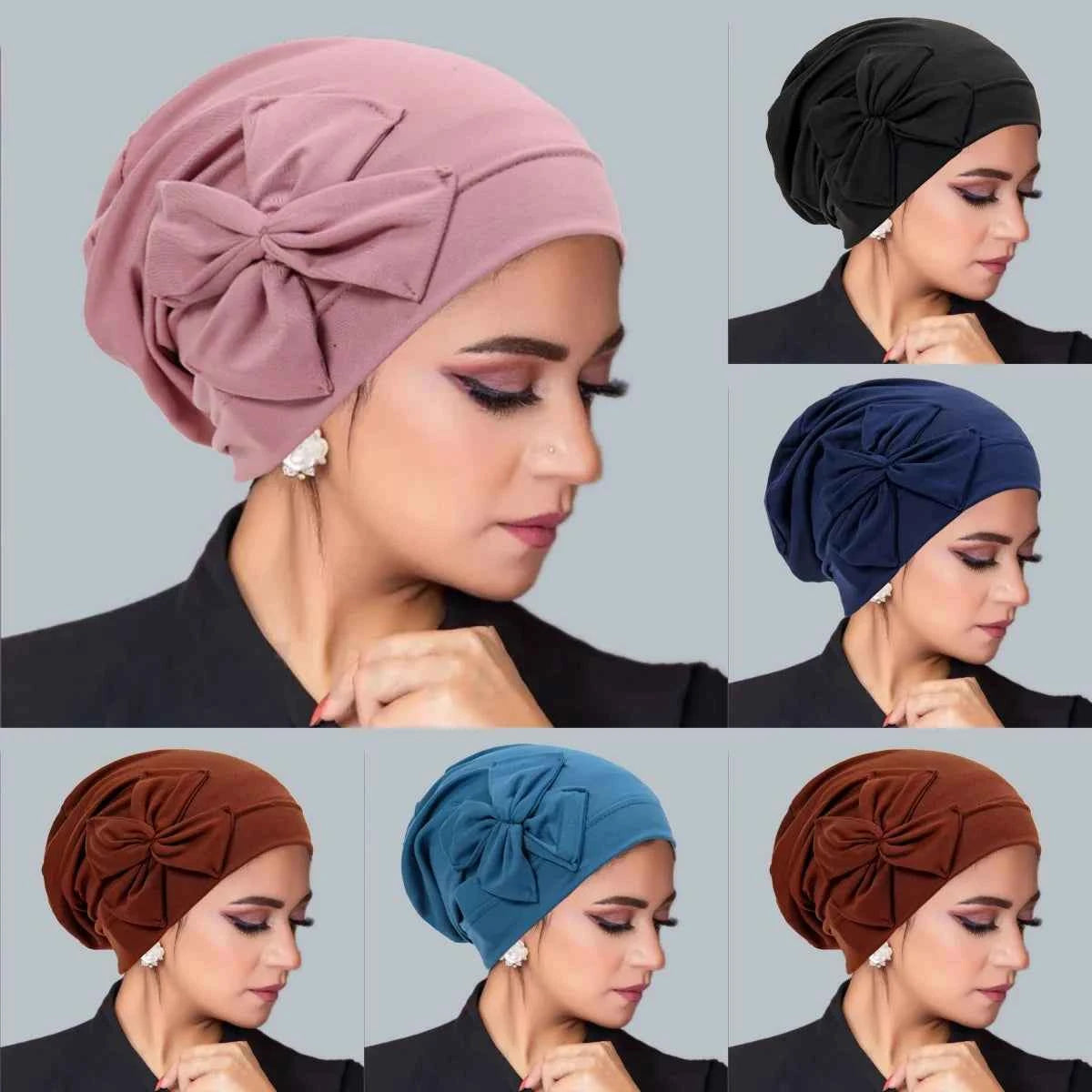 New Muslim Women Inner Hijab Hat Bowknot Turban Indian Bonnet Headscarf Beanies Hair Loss Head Wrap Chemo Cap Turbante Mujer - NamafadStore