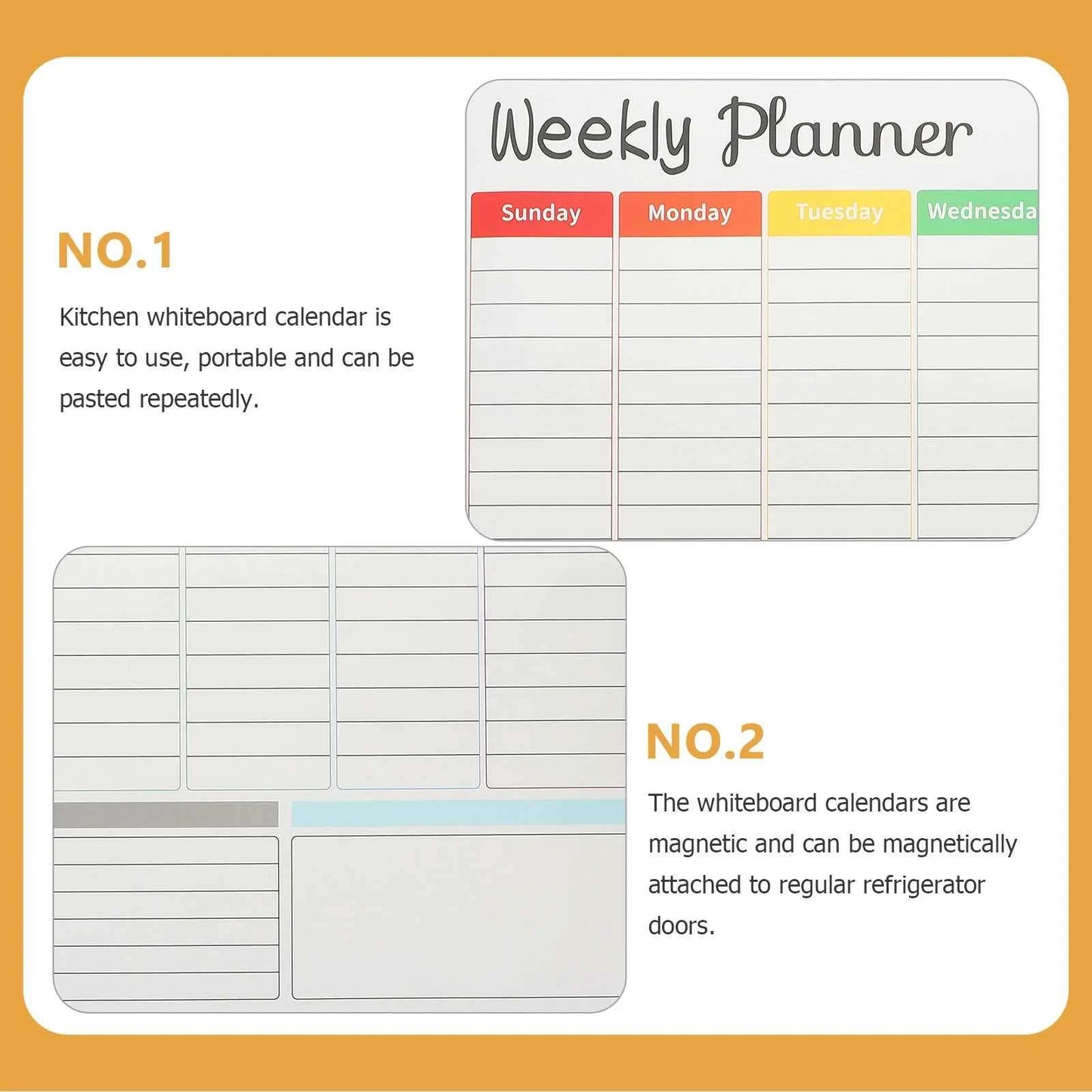 A3 Weekly Whiteboard Calendar Monthly Planner Desk Schedule Fridge Dry Erase Message Board Office Supplies Magnetic