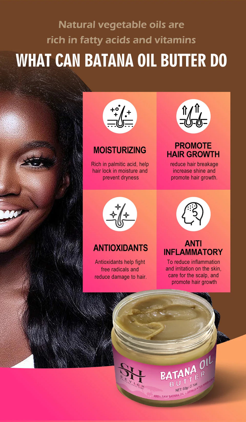 Natural 100% Pure Batana Oil For Hair Growth Batana Oil Butter Hair Mask From Honduras Hair Loss Treatment For Black Men & Women - NamafadStore