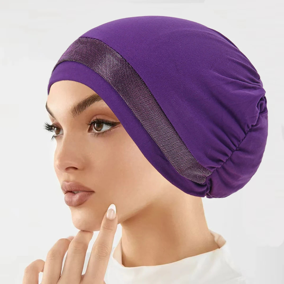 2025 New Muslim Hijab Women Scarf Hair Accessories Soft Elastic Cloth Hat Head Cover Wide Night Sleep Bonnet Hijabs for Girl