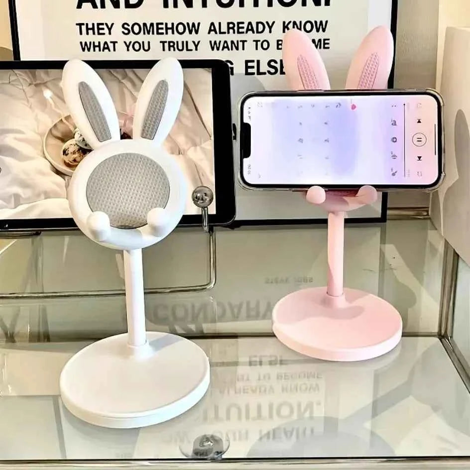 Cute Cartoon Bunny Mobile Phone Stand Desktop Adjustable Holder Can Lift and Adjust Cellphone Bracket For iPhone Samsung Xiaomi