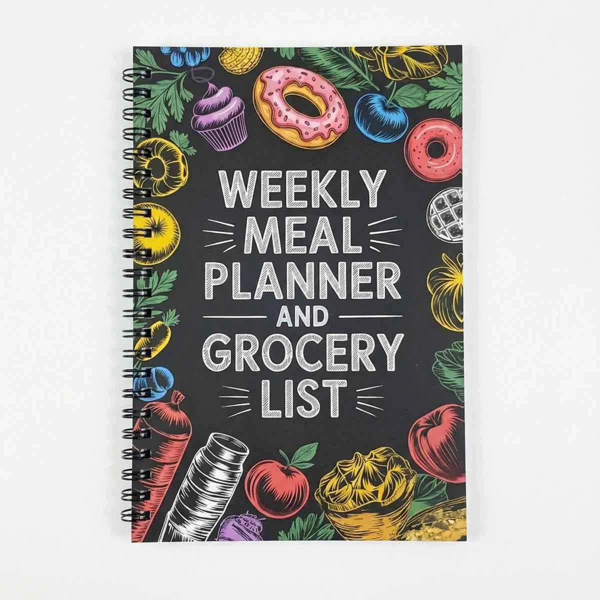 Weekly Meal Planner and Grocery List Organizer, Healthy Food Tracking Page, Recipe Section, Shopping List, Ideal for Weight Loss