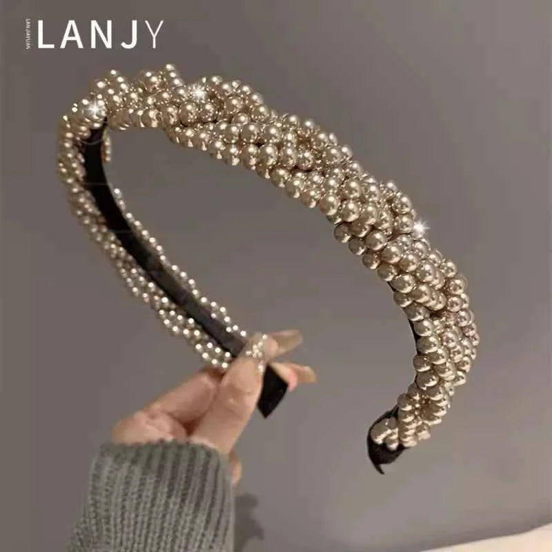 Korean retro pearl hair accessories headband for women pressed hair hairpin sweet and versatile women's hair bands going out