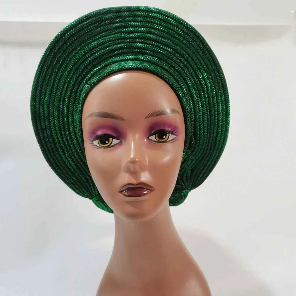 High Quality African Headtie Turban Nigerian Headtie Aready Made Auto Gele Turban Headwrap for Wedding Party XM205-1