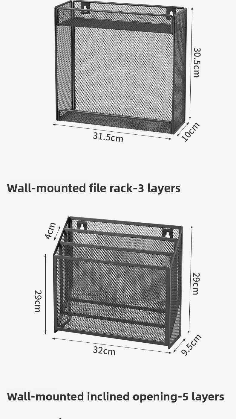 5 Pocket Mesh Hanging Wall File Organizer, Wall Mounted Mail Paper Document Folder Holder,Magazine Rack for Office Home School.