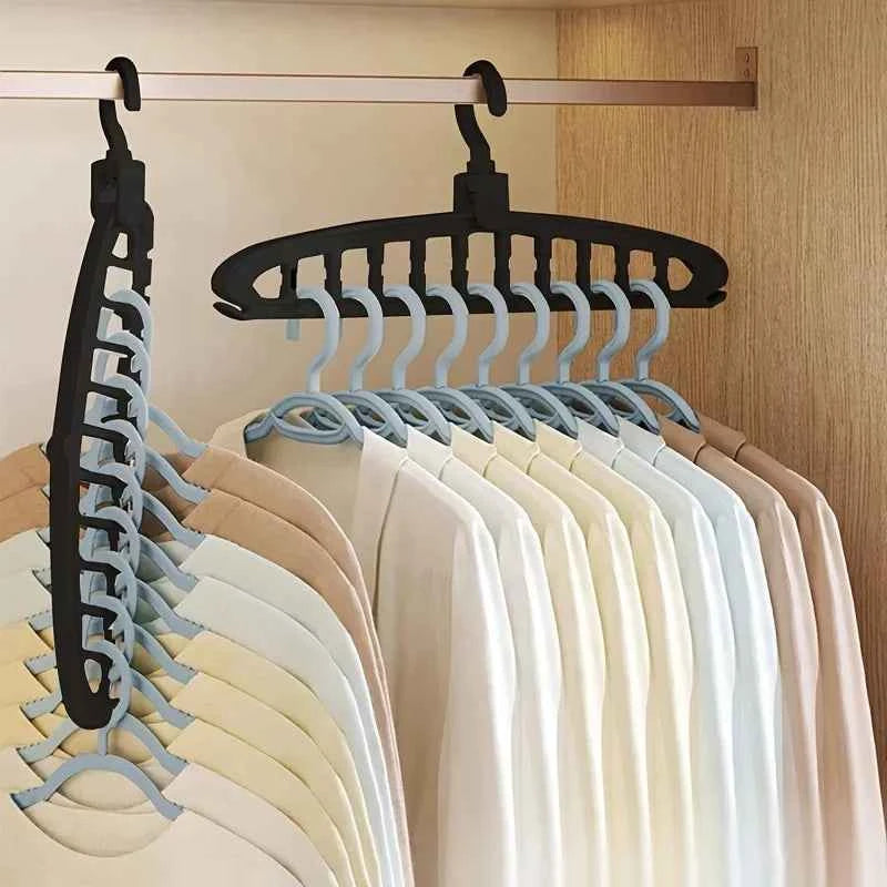 Folding Multi-Hole Clothes Hanger Non-slip Storage Rack Space Saving Clothes Rack Organizers For Wardrobe Jeans Trousers Scarf