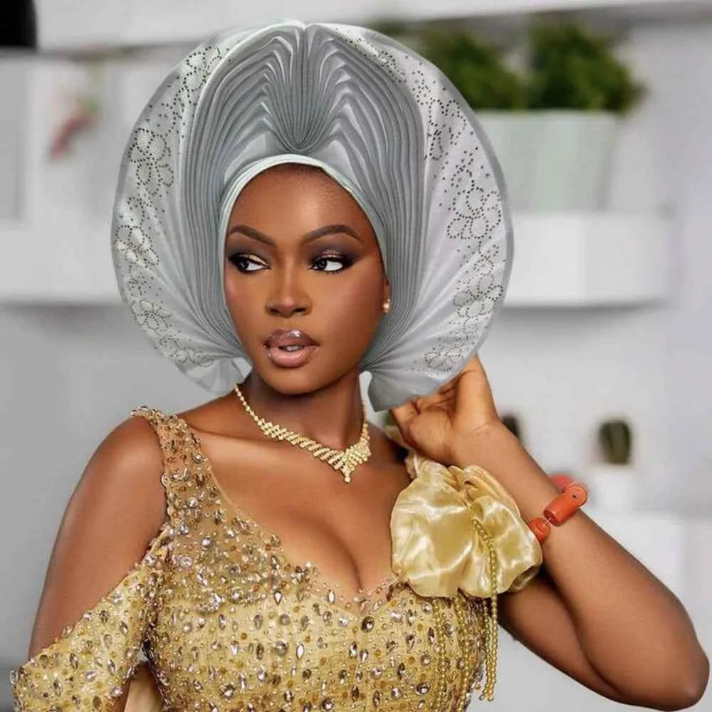 Already Made Turban Cap for Women Nigerian Wedding Headpiece African Auto Gele Headtie Headgear Bonnet Head Wrap Hijab
