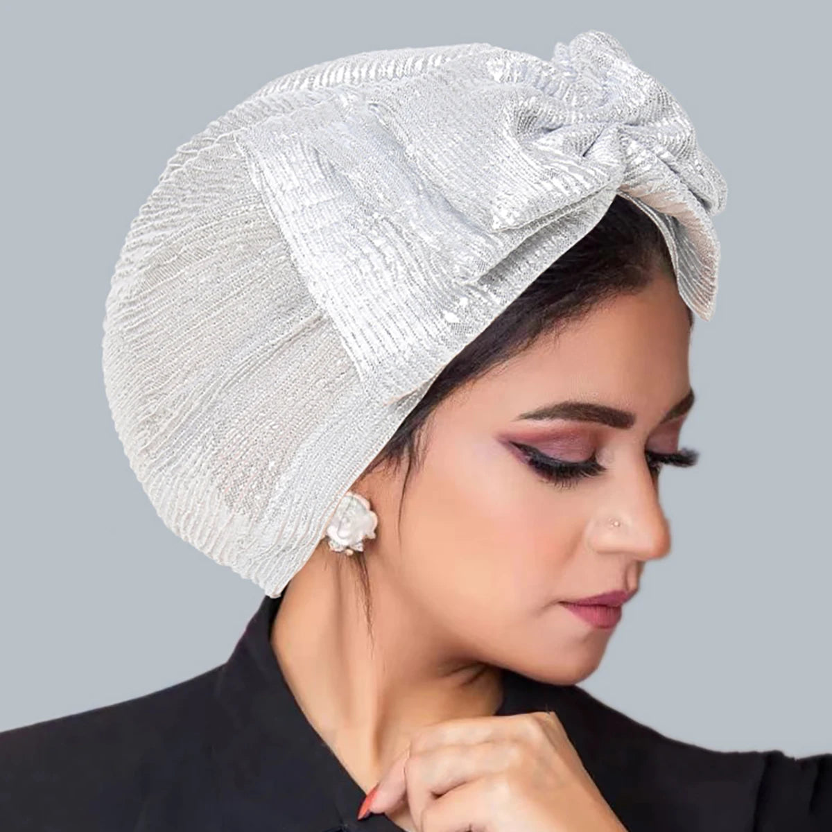 New Fashion Bow Women's Hijab Solid Color Muslim Ladies Turban Bonnet Soft Elastic Head Wrap Head Scarf Indian Hats