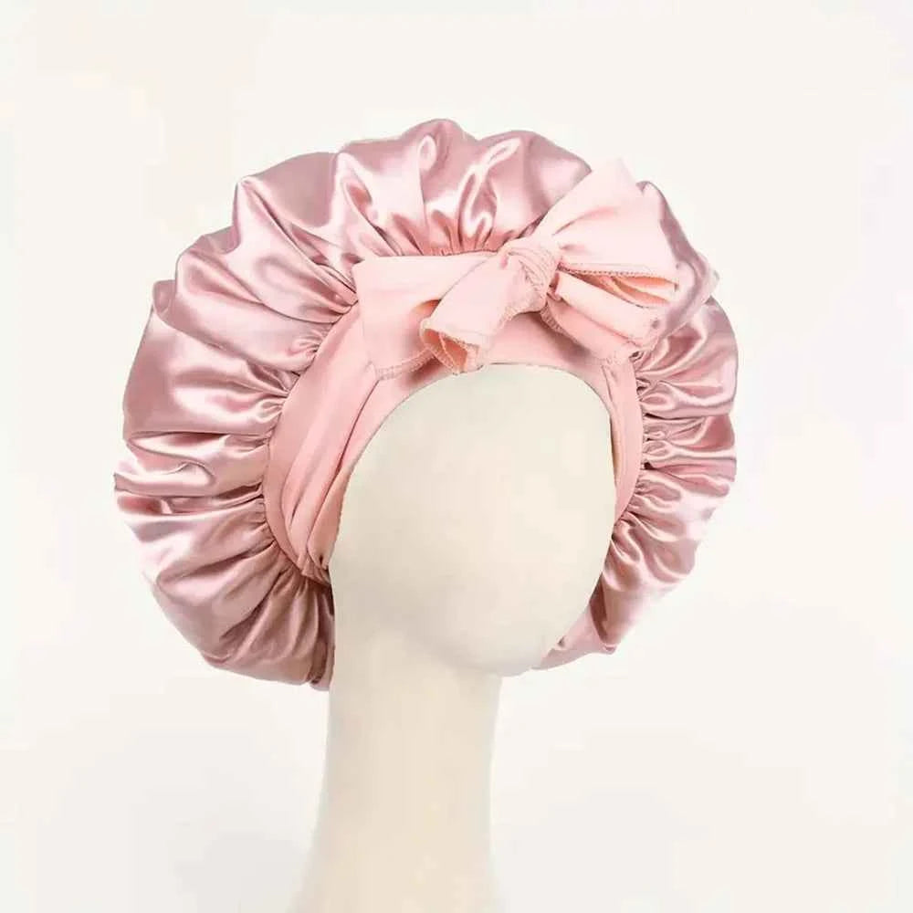Satin Silk Sleeping Bonnet Adjustable with Tie Band for Women and Men