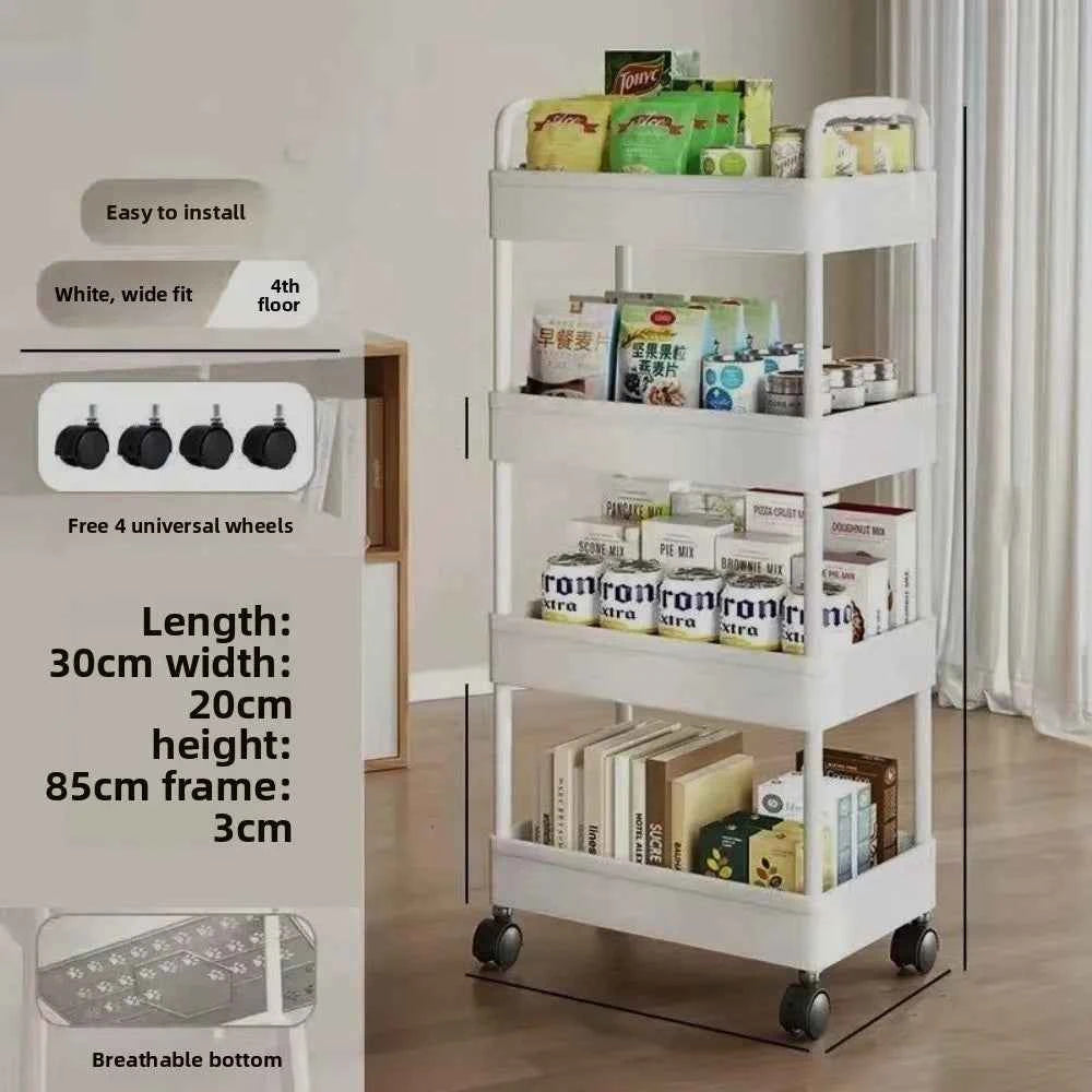 Multi-functional Kitchen Storage Shelf, Mobile Trolley, Floor-standing Multi-layer Storage Rack,for Snacks,Fruits and Vegetables