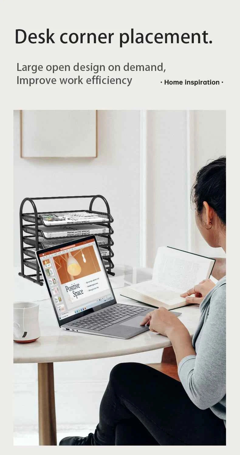 Mesh Letter Tray,Office Desk Paper Organizer with Sliding Trays for Desk Accessories, Office Supplies and File Storage, Black