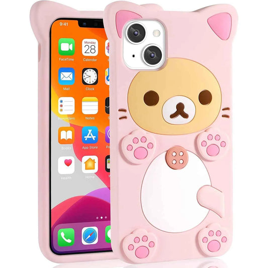 Rilakkuma Cat Bear For iPhone 17 16 15 14 13 12 11 Pro Max Xs XR 6 7 8 Silicone Soft Cover Case