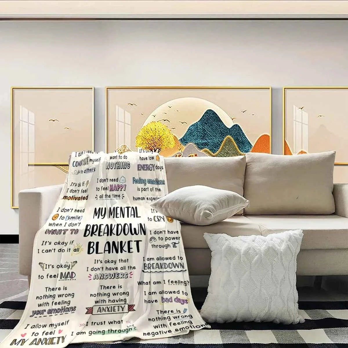 Flannel Blanket My Mental Breakdown Blanket Printed for Kids Bedroom Decoration Warm Soft Comfertable Blanket for Sofa Chair