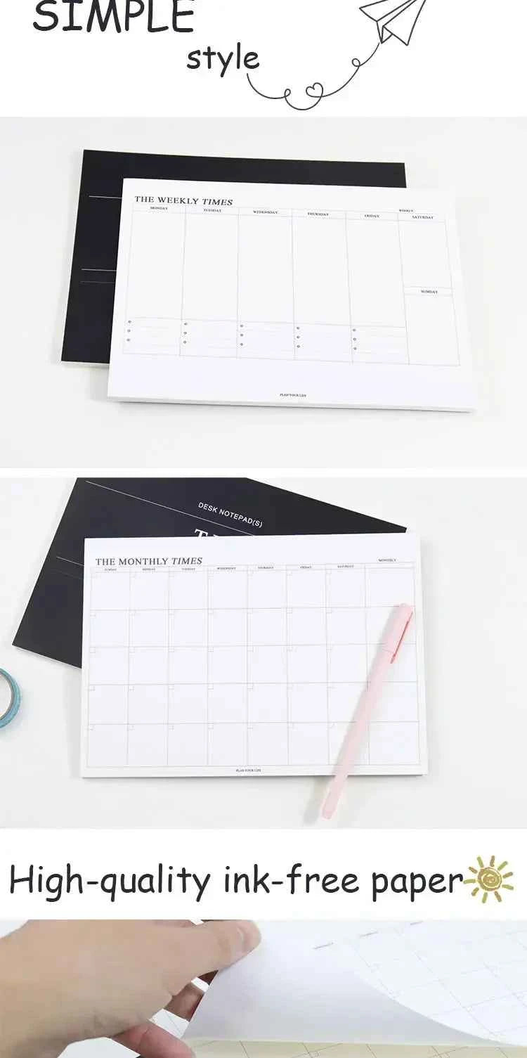 Weekly Planner Monthly Undated Agenda Notebook Schedules Study Planner Korean Stationery Office School Supplies