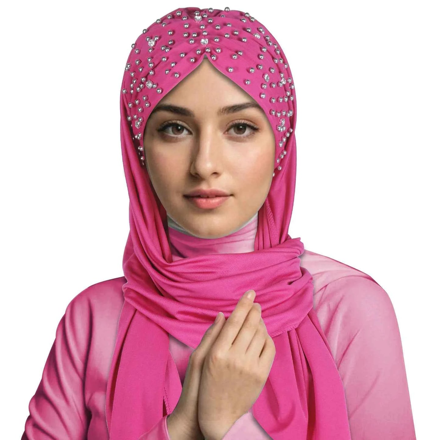 Instant Hijabs Hijab Scarf With Diamonds Jersey Caps Bonnet Brand Design Muslim Scarf Plain Pull On Ready Wear Wrap Head Cover
