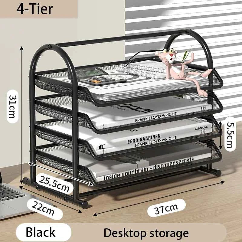Mesh Letter Tray,Office Desk Paper Organizer with Sliding Trays for Desk Accessories, Office Supplies and File Storage, Black