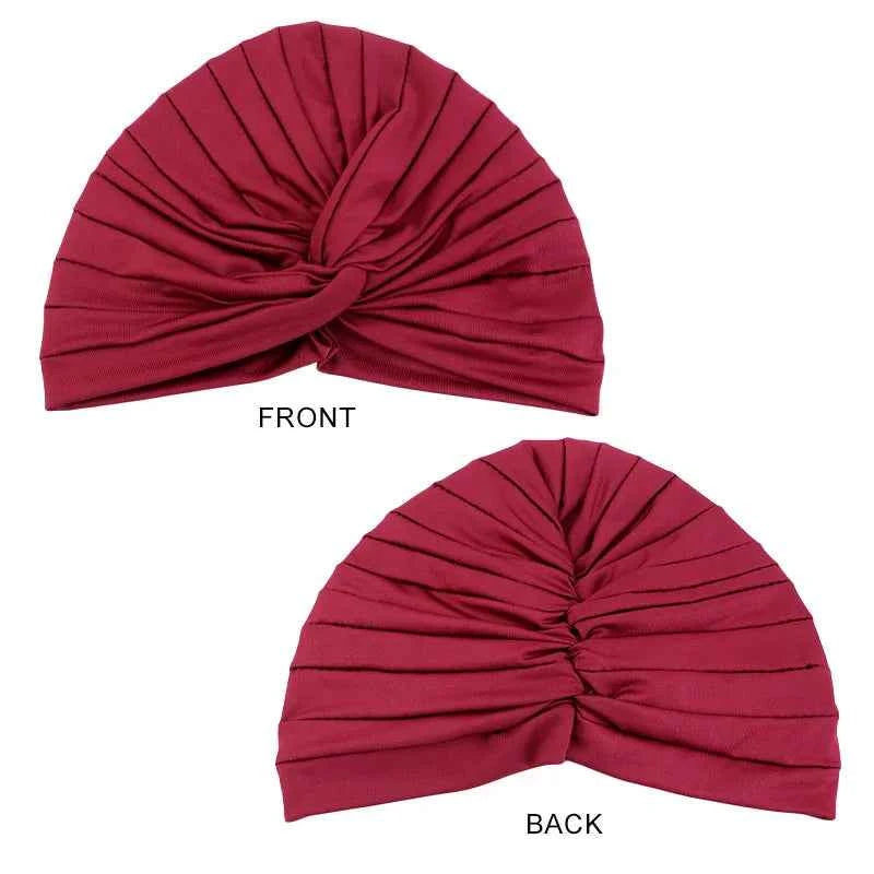 New Women's Stretchy Twist Pleasted Hair Wrap Turban Caps Muslim Cancer Chemo Beanie Cap Headwear Sleep Hat