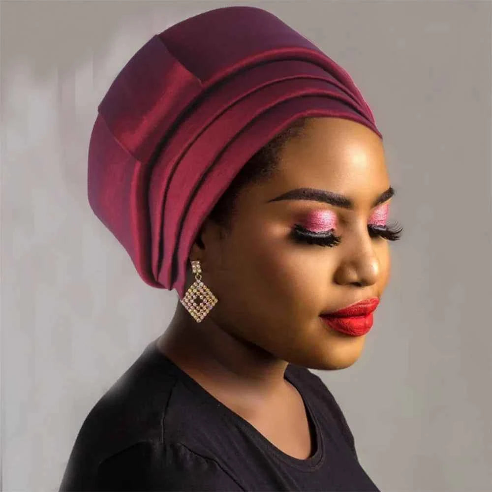 African Female Head Wrap – Raw Silk Turban Cap for Women’s Nigerian & Muslim Headwear