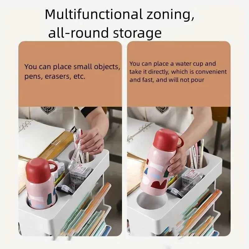 Movable Multi-layer Book Organizer Magazine Rack Storage Desk Stand for Books Stationery Accessories Office School Supplies