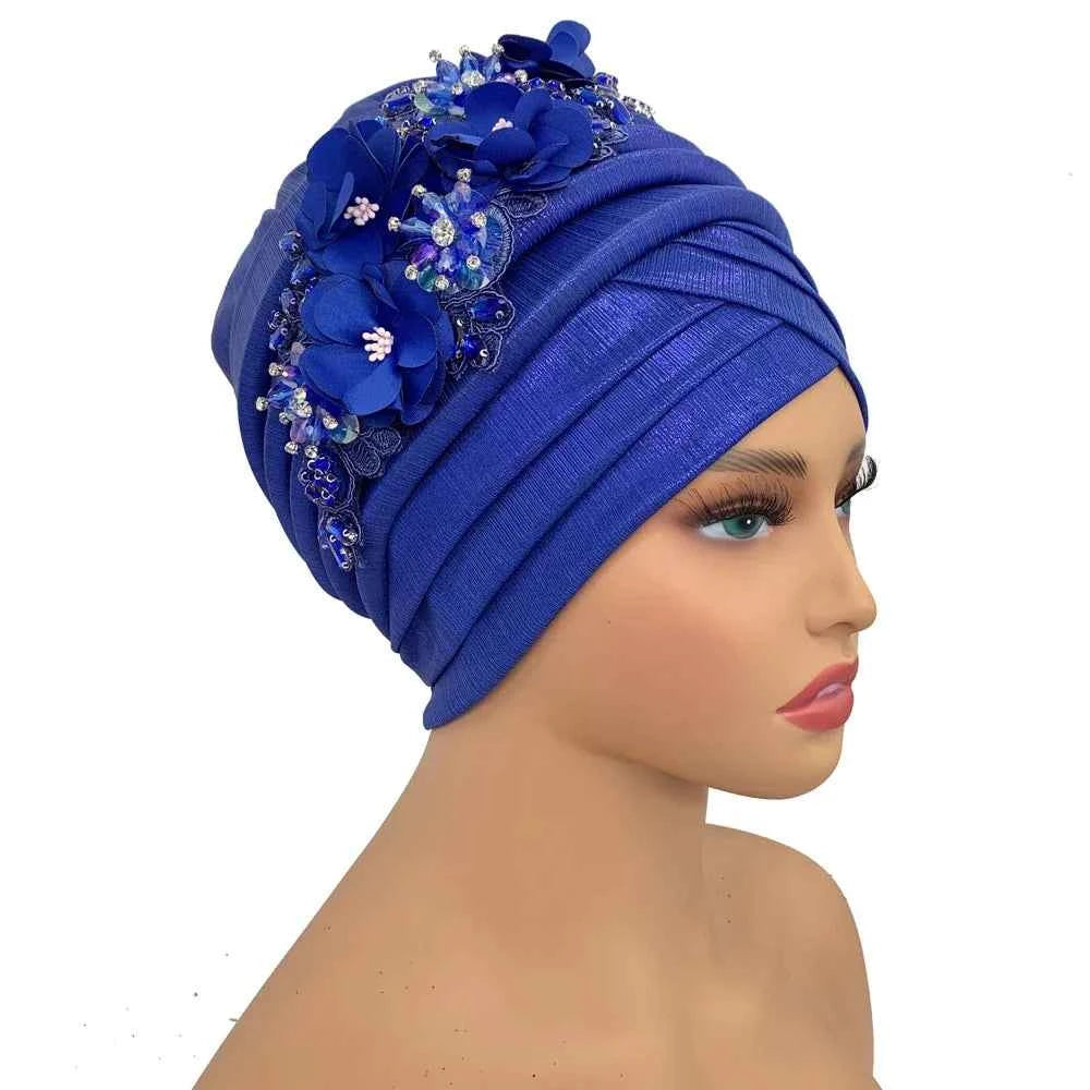 Already Made Wedding Geles Female Head Wraps with Diamond Flower 2024 New African Women's Turban Cap Nigeria Auto Gele Headtie