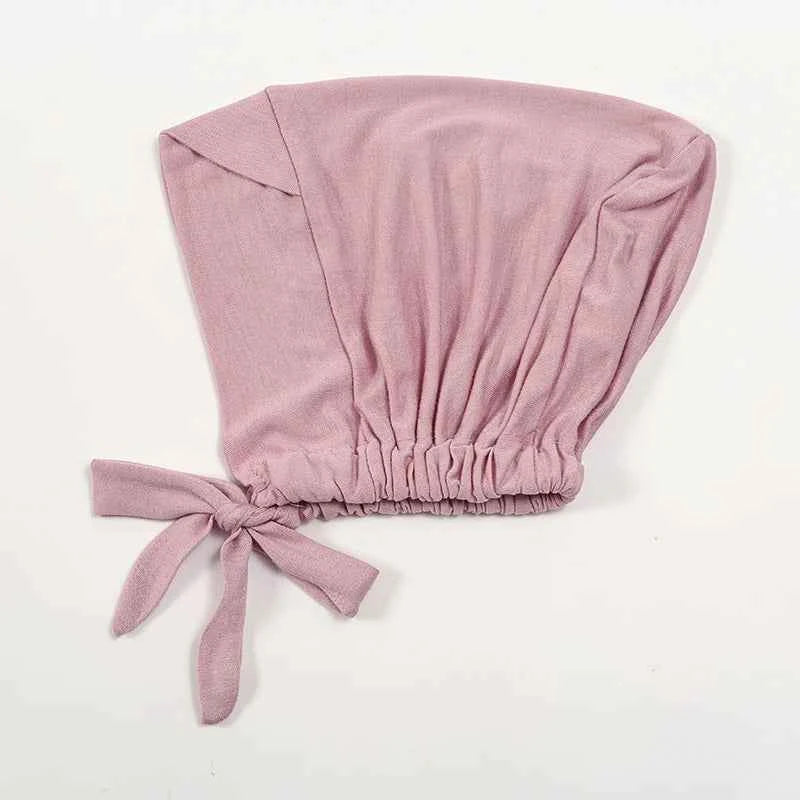 Fashion Cotton Jersey Forehead Cross Inner Hijab Cap Underscarf Tie Back Adjustable Muslim Under Scarf Women Inner Hijab Band