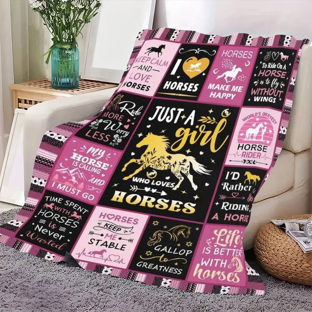 Just a Girl Who Loves Horses Blanket – Cozy Horse Lover Throw Gift