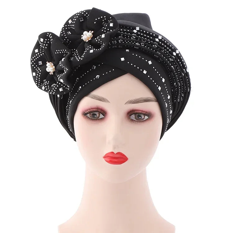 Women Braid Turbans Latest African Headtie Ladies Sequin Head Wraps African Aso Oke Winter Headtie Negerian Wedding Gele Caps