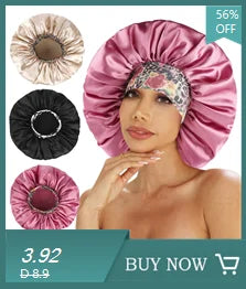 Women Satin Bonnet Cap Double Layer Silky Big Bonnet for Lady Printing Sleep Cap Head Wrap