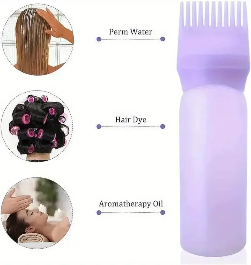 2-piece Hair Dye Tool Set 6.09oz Hair Oil Applicator Bottle and1ml Dil Hair Growth Solid Hair Comb Salon Hairdressing Tools