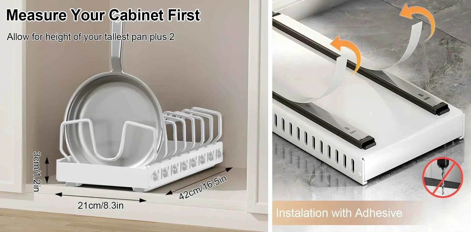 1Pc Kitchen Multifunctional Organizer Pull Out for Pots/Pans Sliding Lid Holder Spice Rack & Dish Drying Racks Drawer Organizer