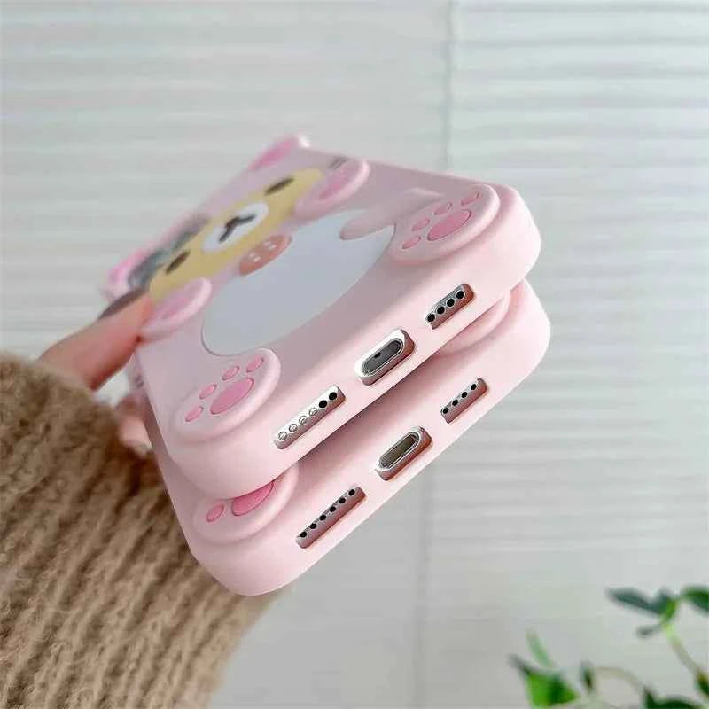Cute Cute Bear Kitty Cat Paw Phone Case For iPhone 16 15 Pro Max 14 13 12 11 X Xs XR 7 8 Plus 6s 5s SE Soft Silicone Cover